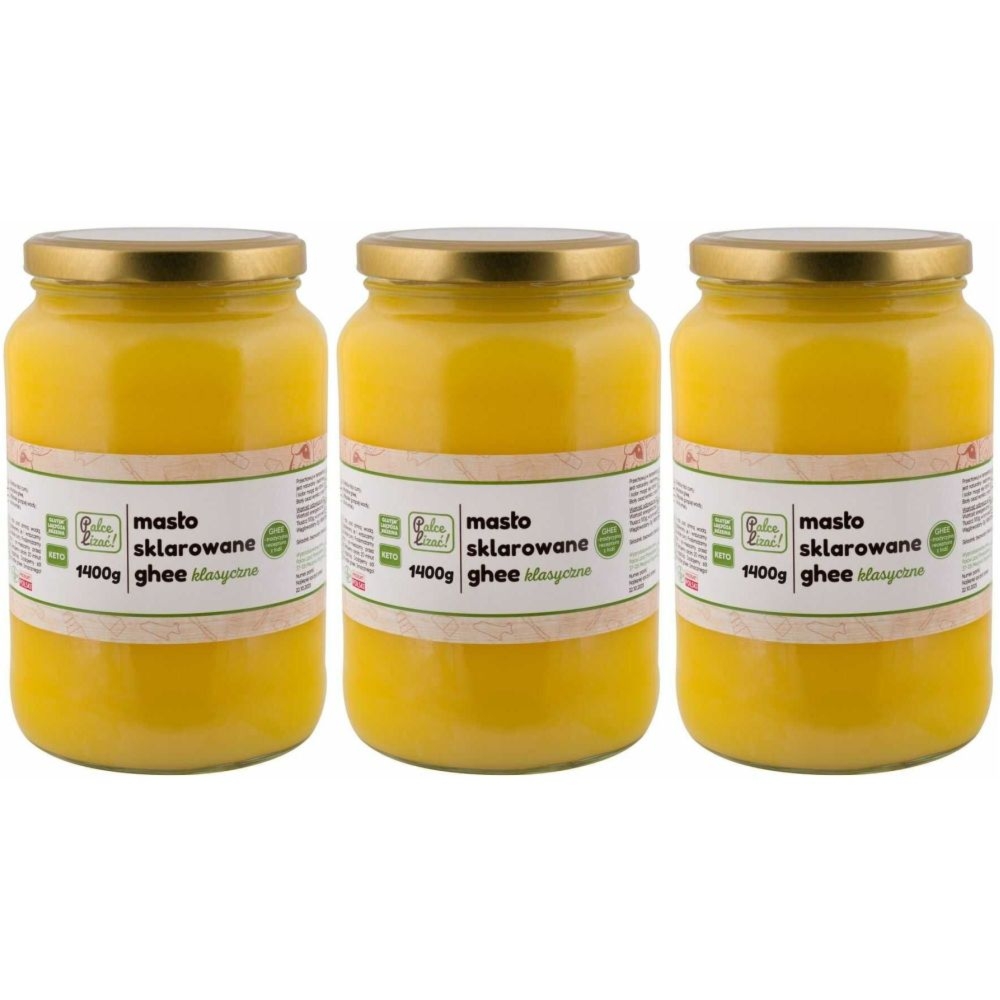 Zestaw 3 x Masło Sklarowane Ghee Klasyczne 1400 g (1600 ml) -  Palce Lizać
