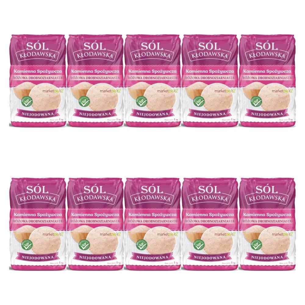 10x Sól Kłodawska Kamienna Różowa Drobnoziarnista Niejodowana 10 kg (10 x 1 kg) - Kopalnia Soli Kłodawa