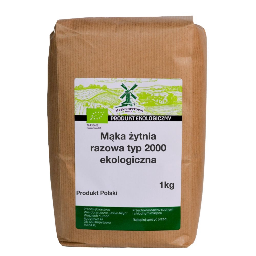 Mąka Żytnia Razowa Typ 2000 Eko 1 kg - Młyn Kopytowa
