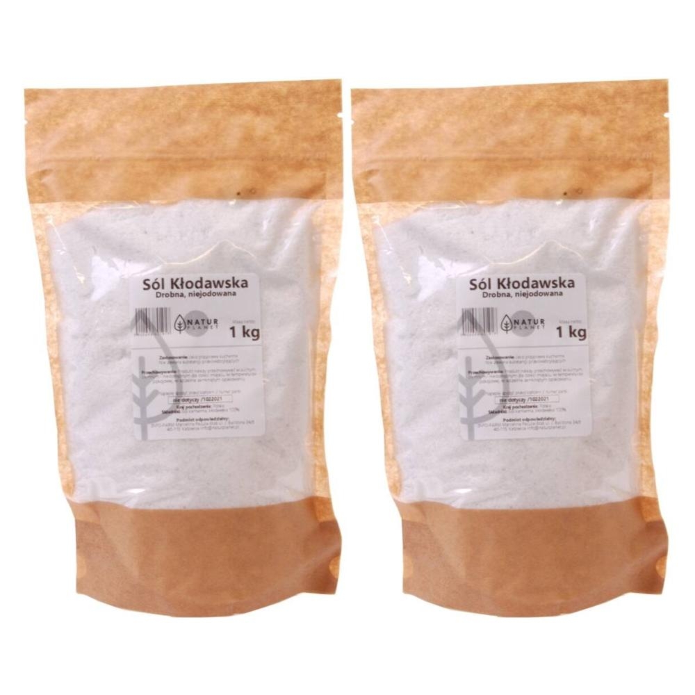Zestaw 2 x Sól Kłodawska Drobna Niejodowana 1 kg - Natur Planet