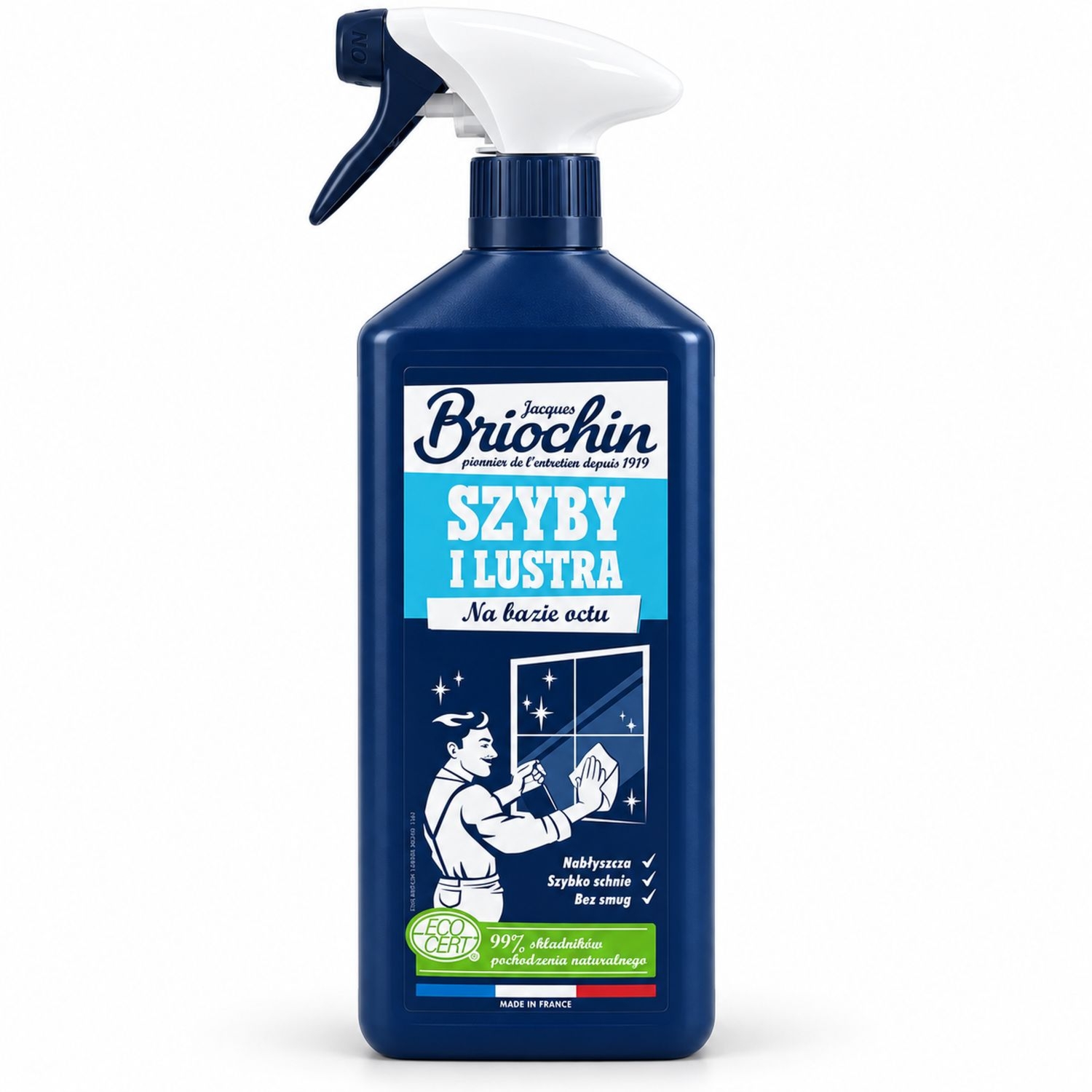 Płyn do Mycia Szyb i Luster na Bazie Octu ECOCERT 750 ml - Briochin