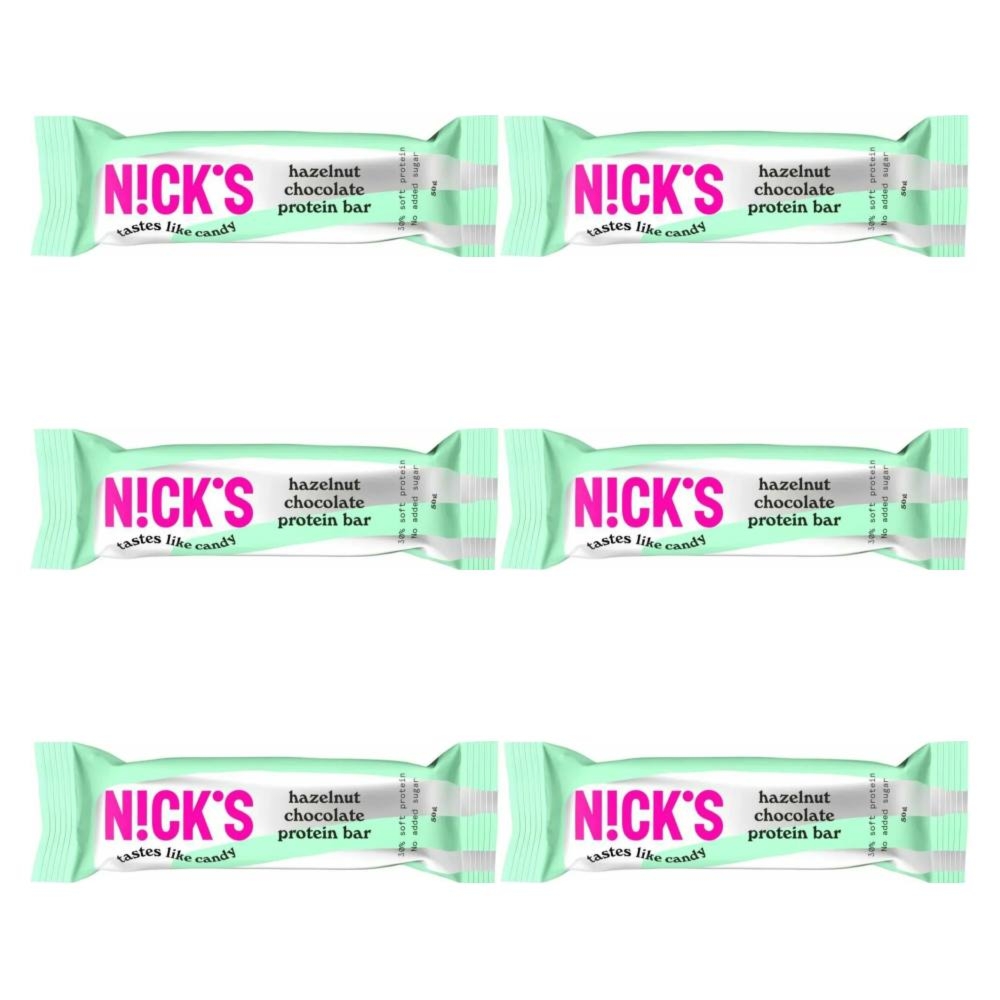 6 x Baton Proteinowy z Kremem z Orzechów Laskowych w Mlecznej Czekoladzie 50 g - Nicks
