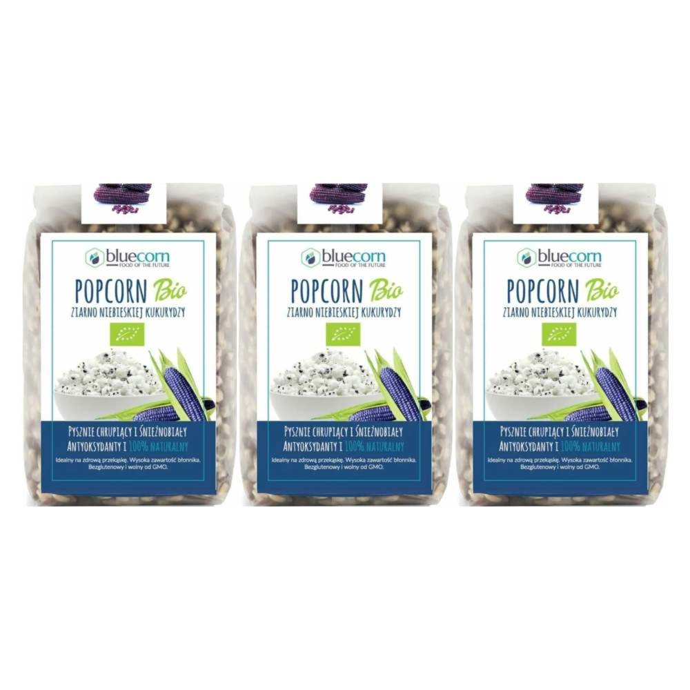3 x Ziarno Popcornu z Niebieskiej Kukurydzy Bio 350 g - Bluecorn