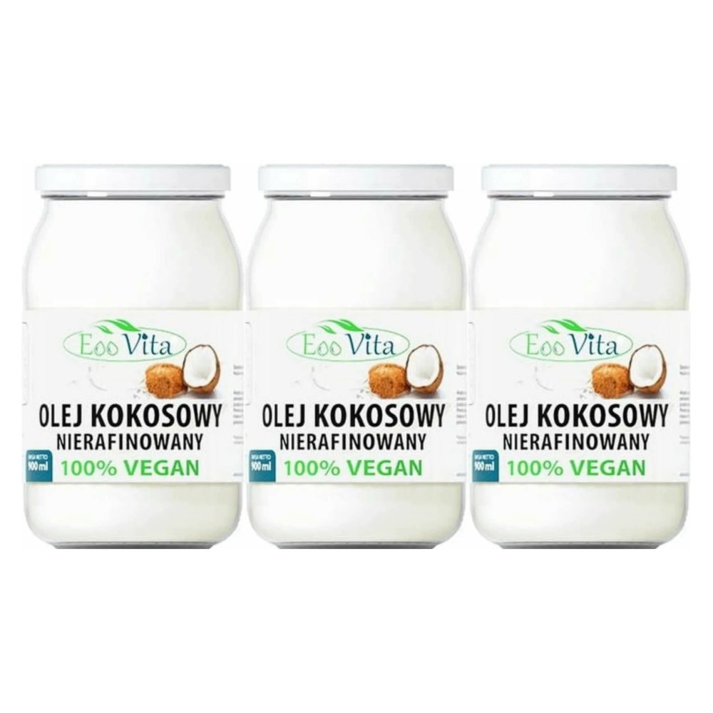 3 x Olej Kokosowy Nierafinowany 900 ml - EOOVITA