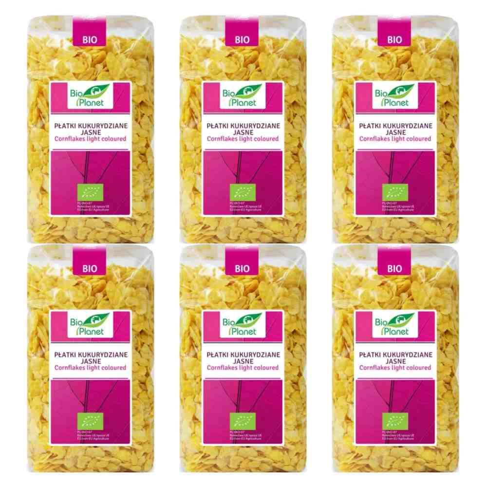 6 x Płatki Kukurydziane Jasne Bio 250 g - Bio Planet - Płatki Śniadaniowe Eko