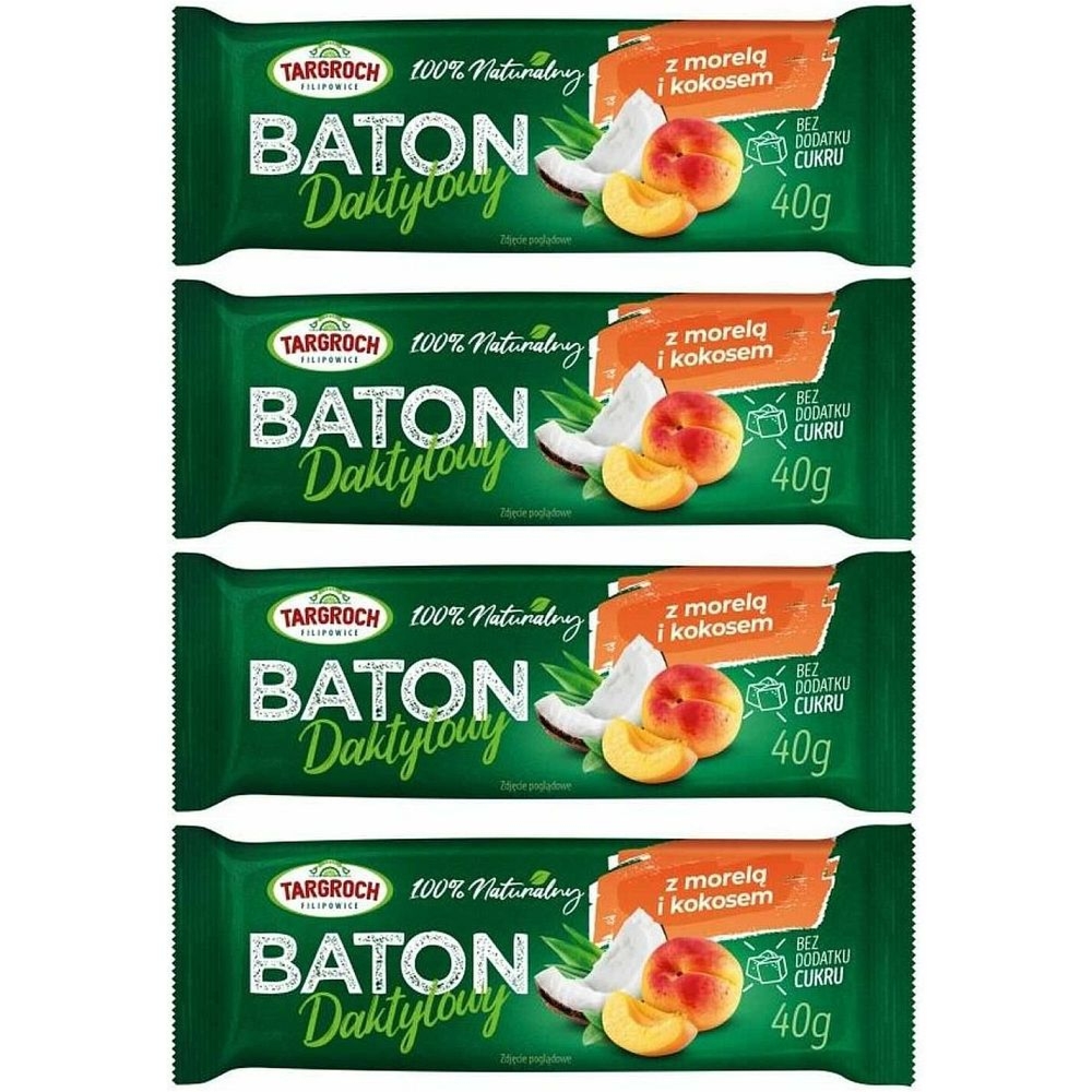 4 x Baton Daktylowy z Kokosem i Morelami 40 g - Targroch