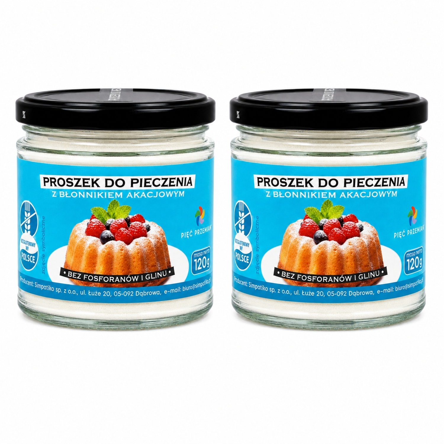 2 x Proszek do Pieczenia z Błonnikiem Akacjowym Bezglutenowy 120 g - Pięć Przemian