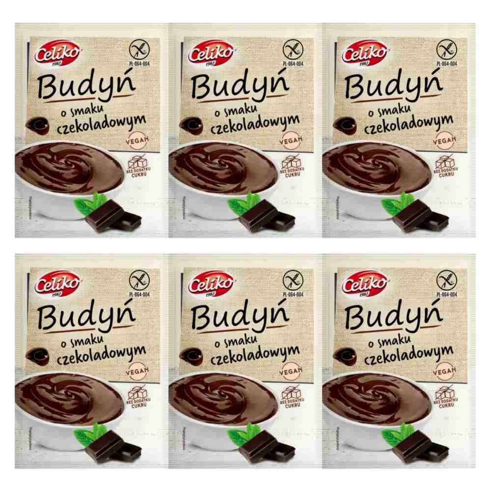 6 x Budyń o Smaku Czekoladowym Bezglutenowy Bez Dodatku Cukru 40 g - Celiko