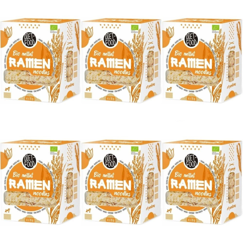 6 x Makaron Jaglany Ramen Bezglutenowy BIO 280 g (4 x 70 g) - Diet-Food