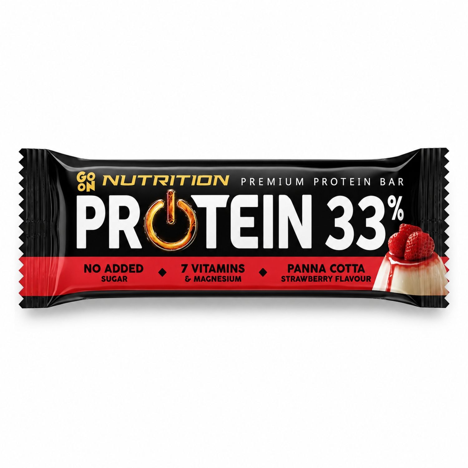 Baton Proteinowy Panna Cotta z Truskawką Bez Dodatku Cukru 50 g - GO ON Nutrition