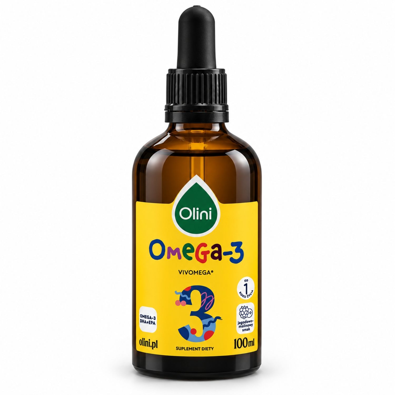 Omega-3 dla Dzieci DHA + EPA o Smaku Jagodowo-Malinowym 100 ml - Olini