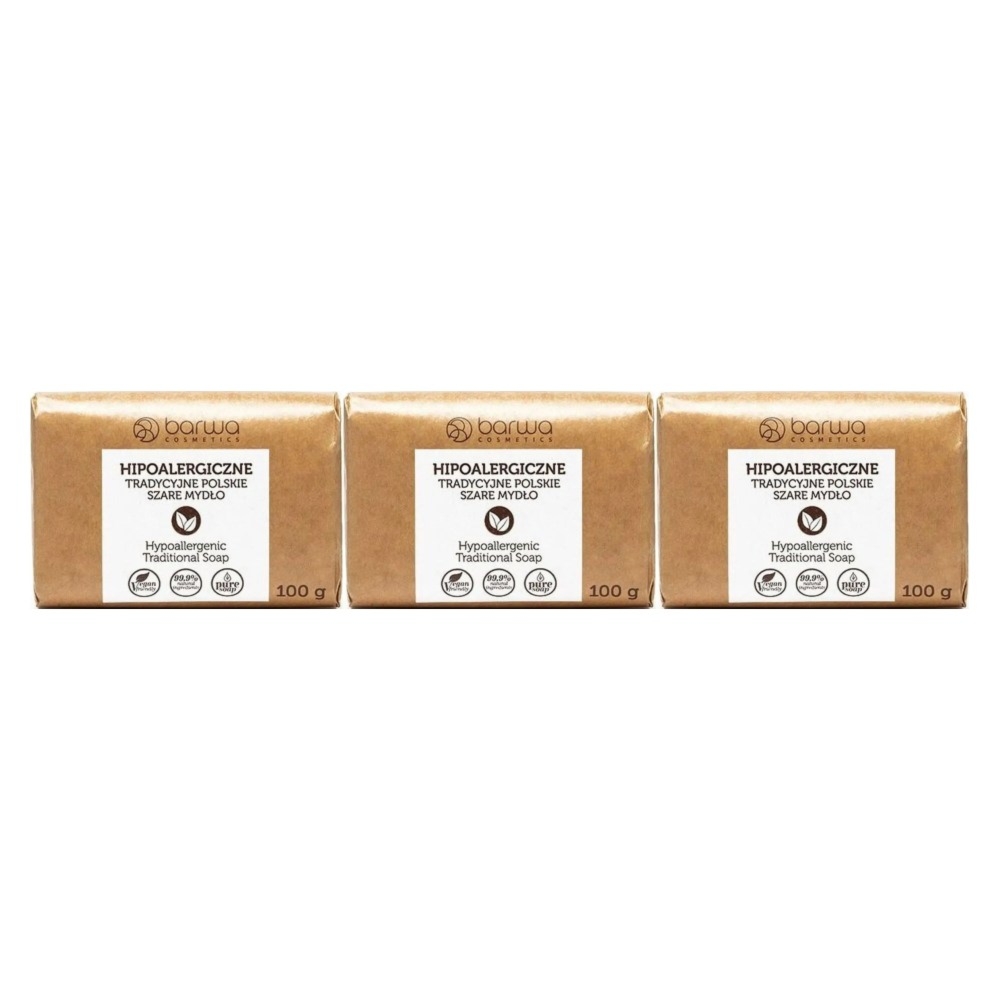 3 x Tradycyjne Polskie Szare Mydło 100 g - Barwa