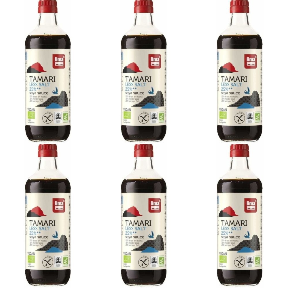 6 x Sos Sojowy Tamari 25% Mniej Soli Bezglutenowy Bio 500 ml - Lima