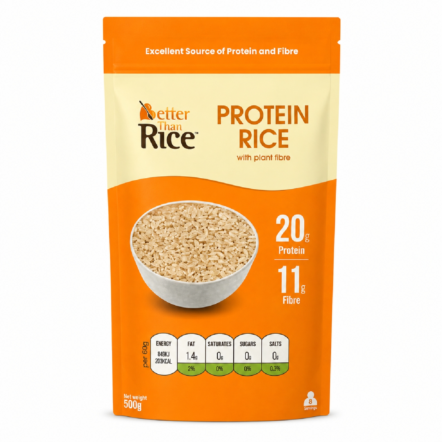 Zamiennik Proteinowy dla Ryżu z Błonnikiem Roślinnym 500 g Better Than Rice