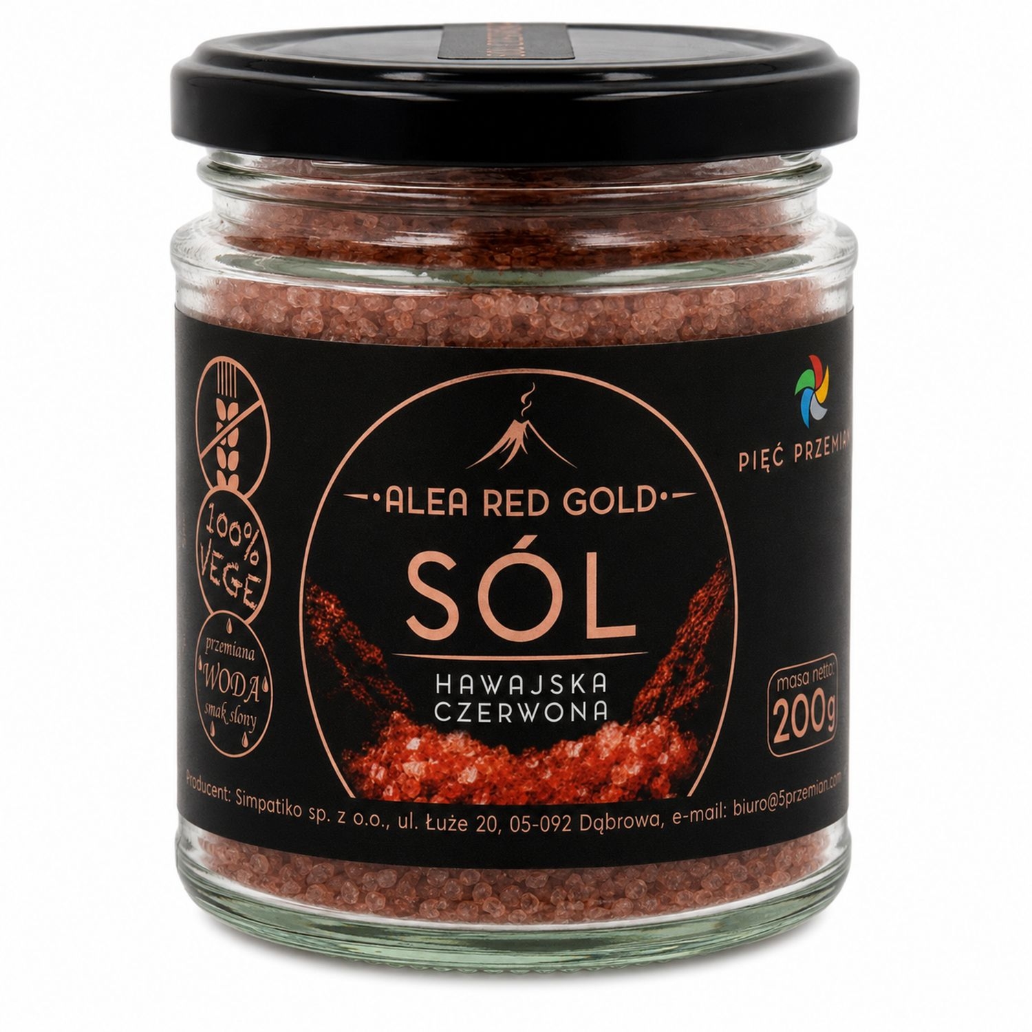 Sól Hawajska Czerwona Alea Red Gold 200 g - Pięć Przemian