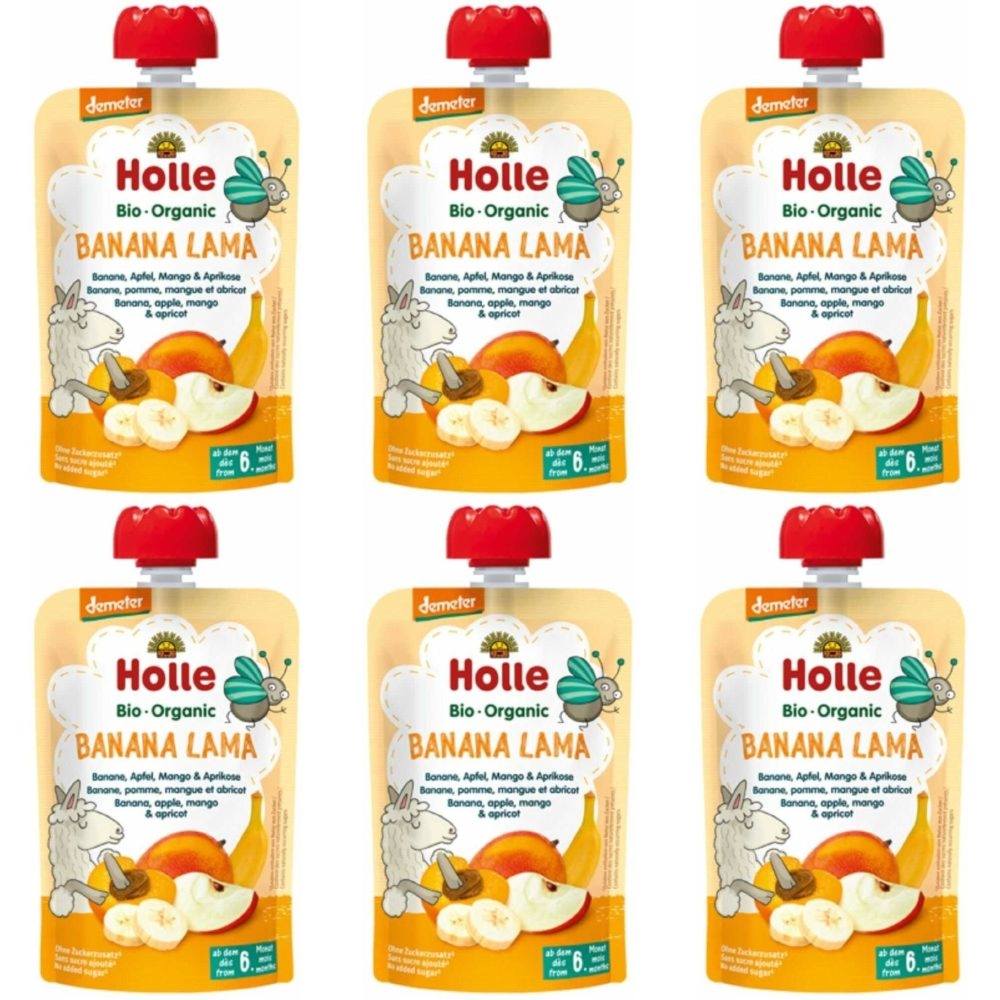 6 x Mus Owocowy Bananowa Lama (Banan Jabłko Mango Morela) Bio Demeter 100 g - Holle