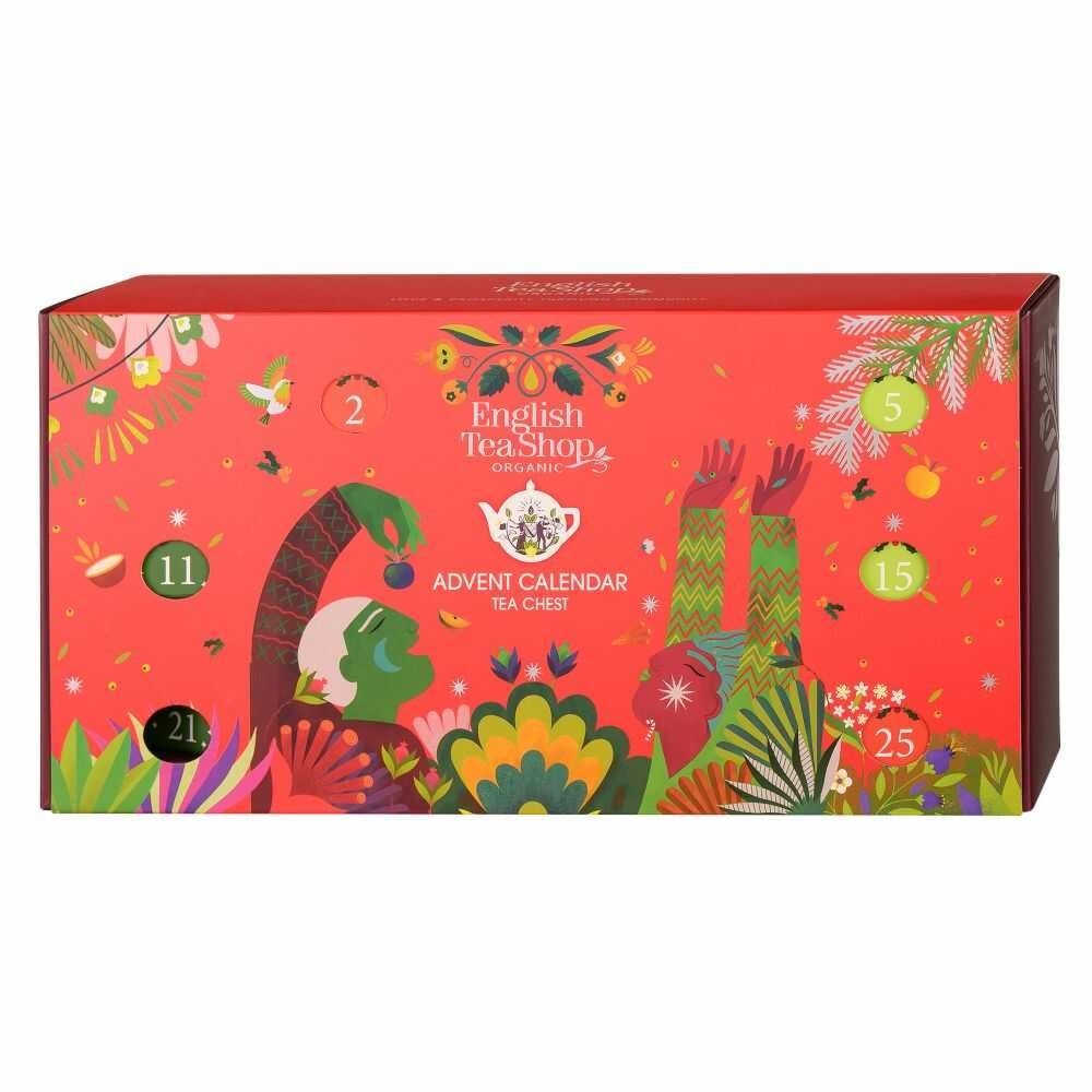 Kalendarz Adwentowy Herbaty i Herbatki Chest Red BIO 25 Piramidek w 13 Smakach - English Tea Shop