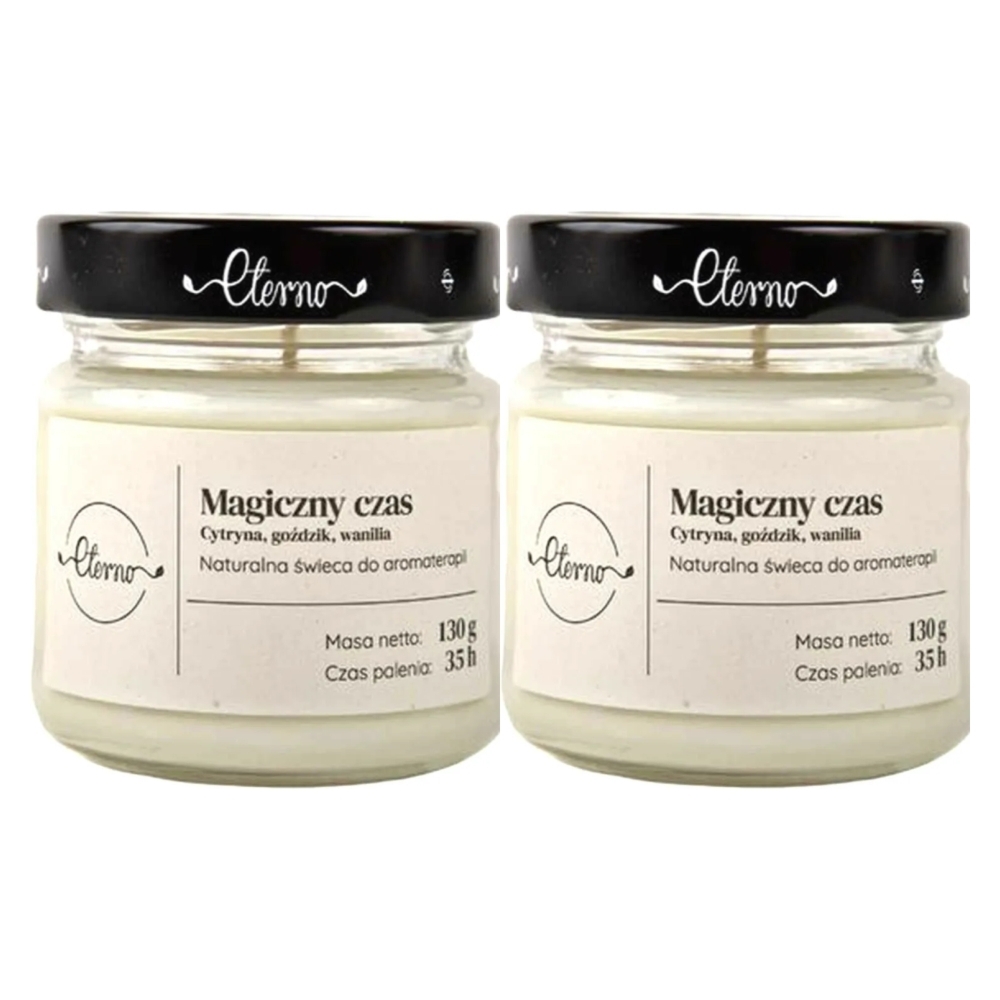 2 x Świeca Naturalna Magiczny Czas (Cytryna, Goździk, Wanilia) 130 g - Eterno