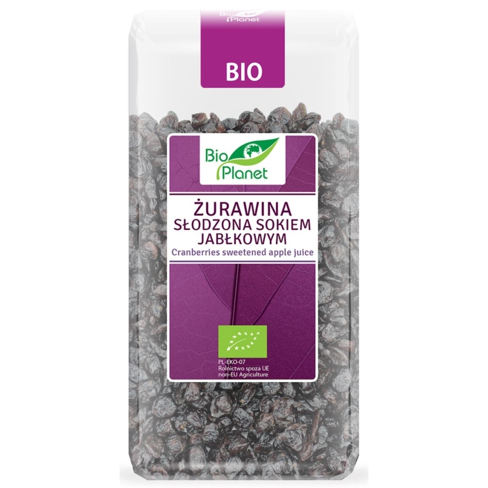 Żurawina Suszona Cięta Słodzona Sokiem Jabłkowym Bio 400 g - Bio Planet