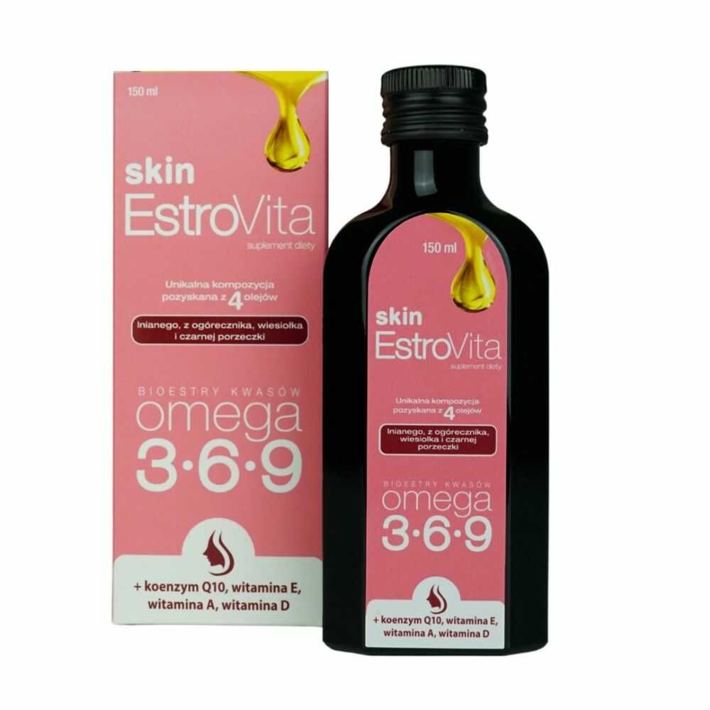 Фото - Вітаміни й мінерали Estrovita Skin Kwasy Omega-3 Płyn Skóra Cera 150 ml - Skotan