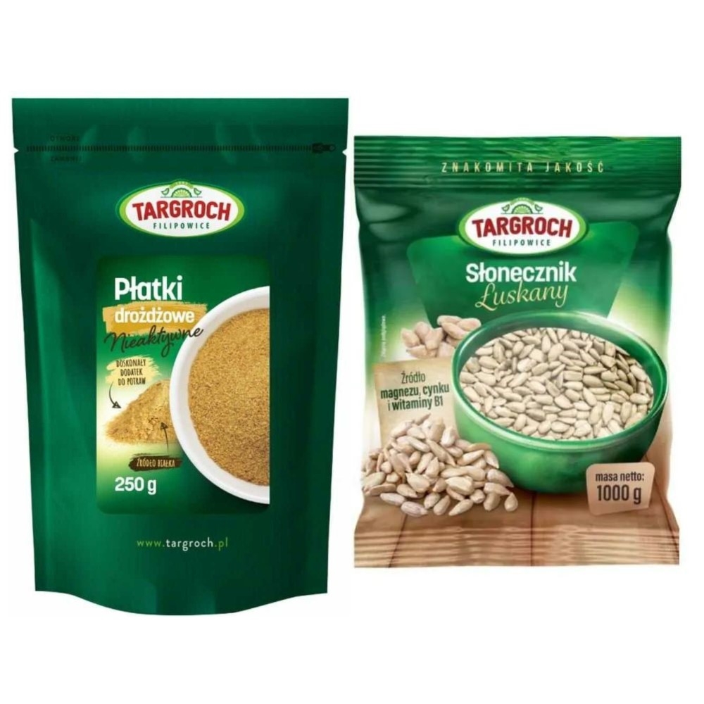 Zestaw Płatki Drożdżowe Nieaktywne 250 g Targroch + Słonecznik Łuskany 1 kg - Targroch
