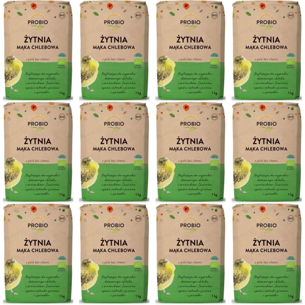 12 x Mąka Żytnia Chlebowa BIO 1 kg - Probio