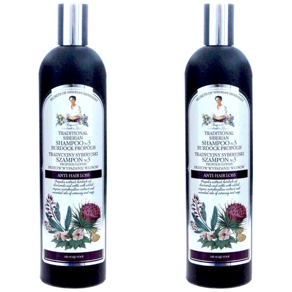 2 x Szampon No 3 Na Łopianowym Propolisie Przeciw Wypadaniu Włosów 550 ml - Agafji