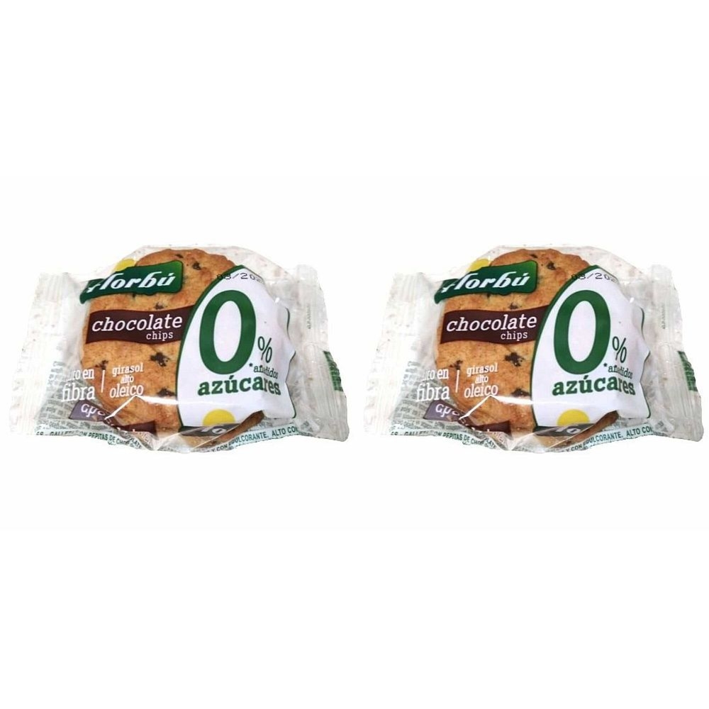 2 x Ciastka z Kawałkami Czekolady Bez Dodatku Cukru 45 g - Florbu