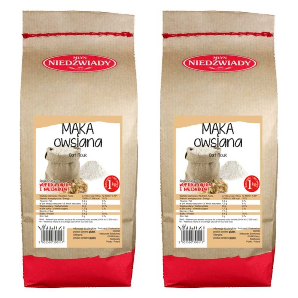 2 x Mąka Owsiana Pełnoziarnista Typ 2000 1 kg - Młyn Niedźwiady