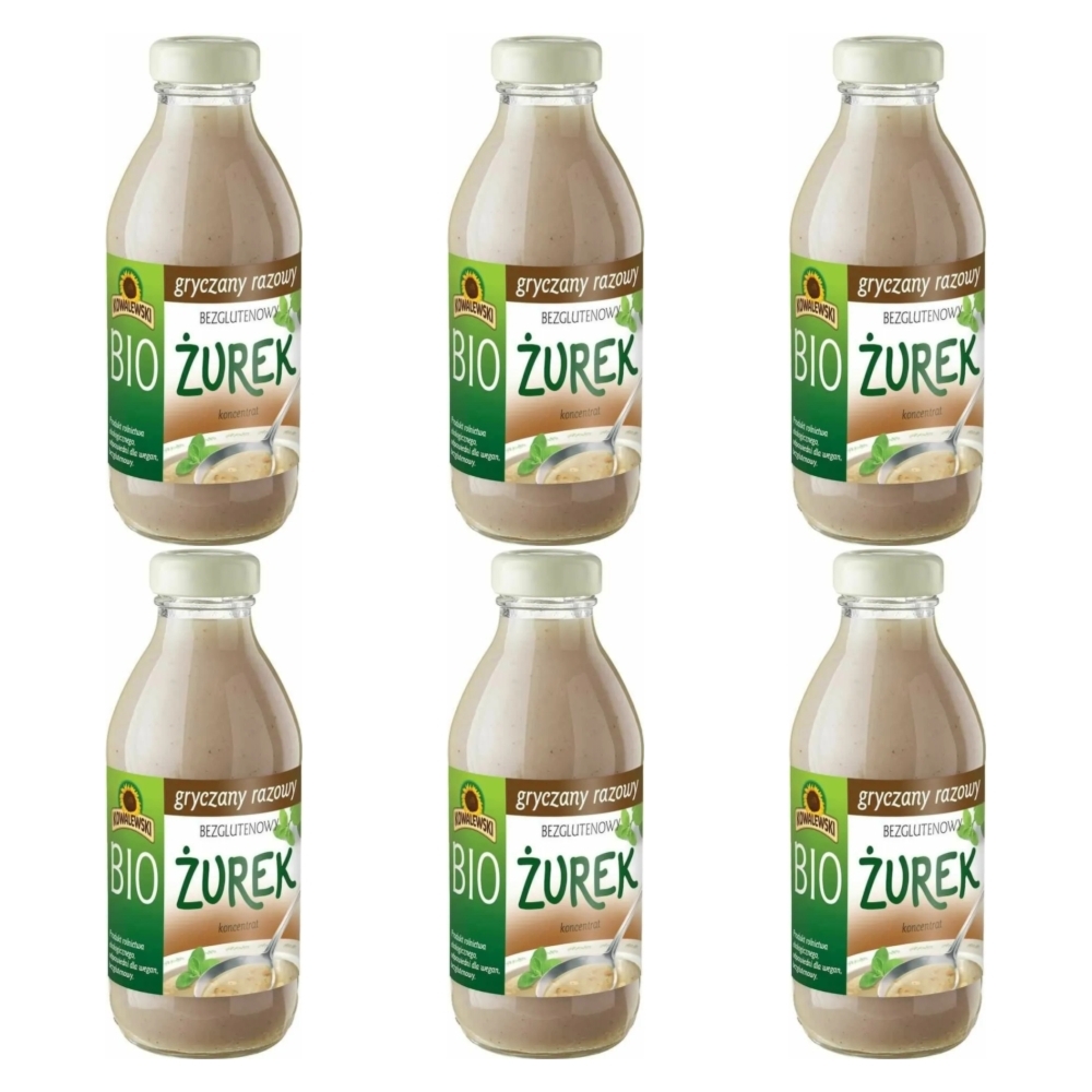 6 x Żurek Gryczany Razowy Bezglutenowy Koncentrat Bio 320 ml - Kowalewski