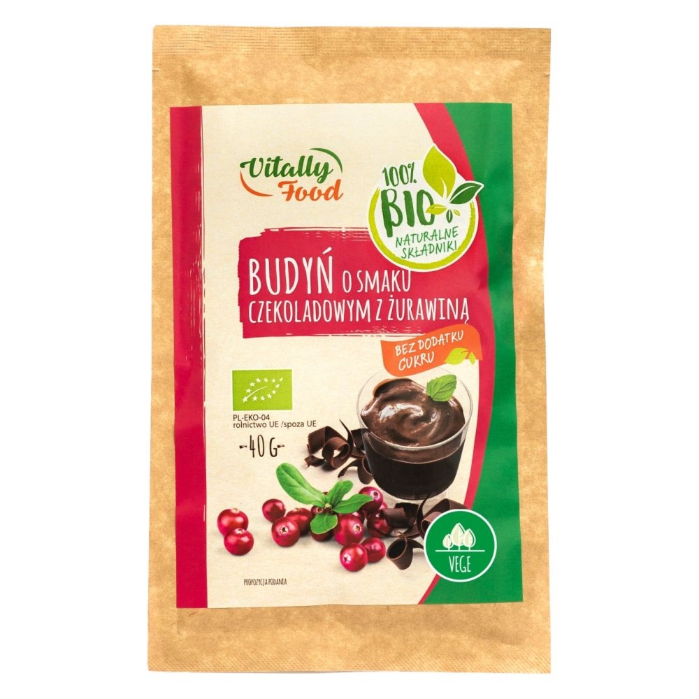 Budyń o Smaku Czekoladowym z Żurawiną Bio 40 g - Vitally Food