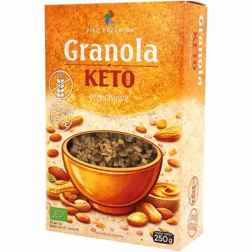 Granola KETO Orzechowa Bezglutenowa Bio 250 g - Pięć Przemian