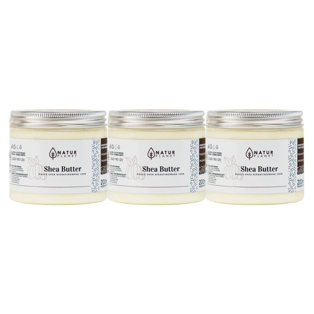 3 x Masło Shea Nierafinowane 200 ml - Natur Planet