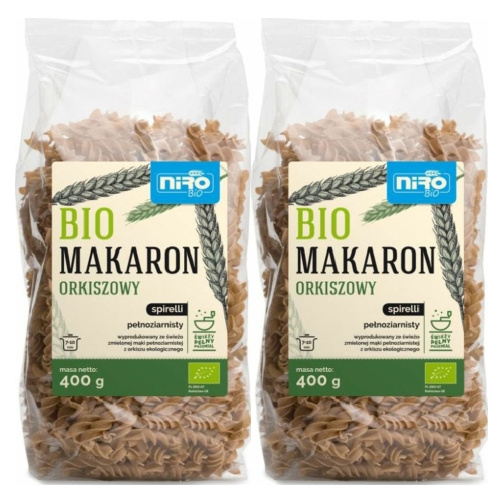 2 x Makaron Pełnoziarnisty Orkiszowy Spirelli Bio 400 g - Niro