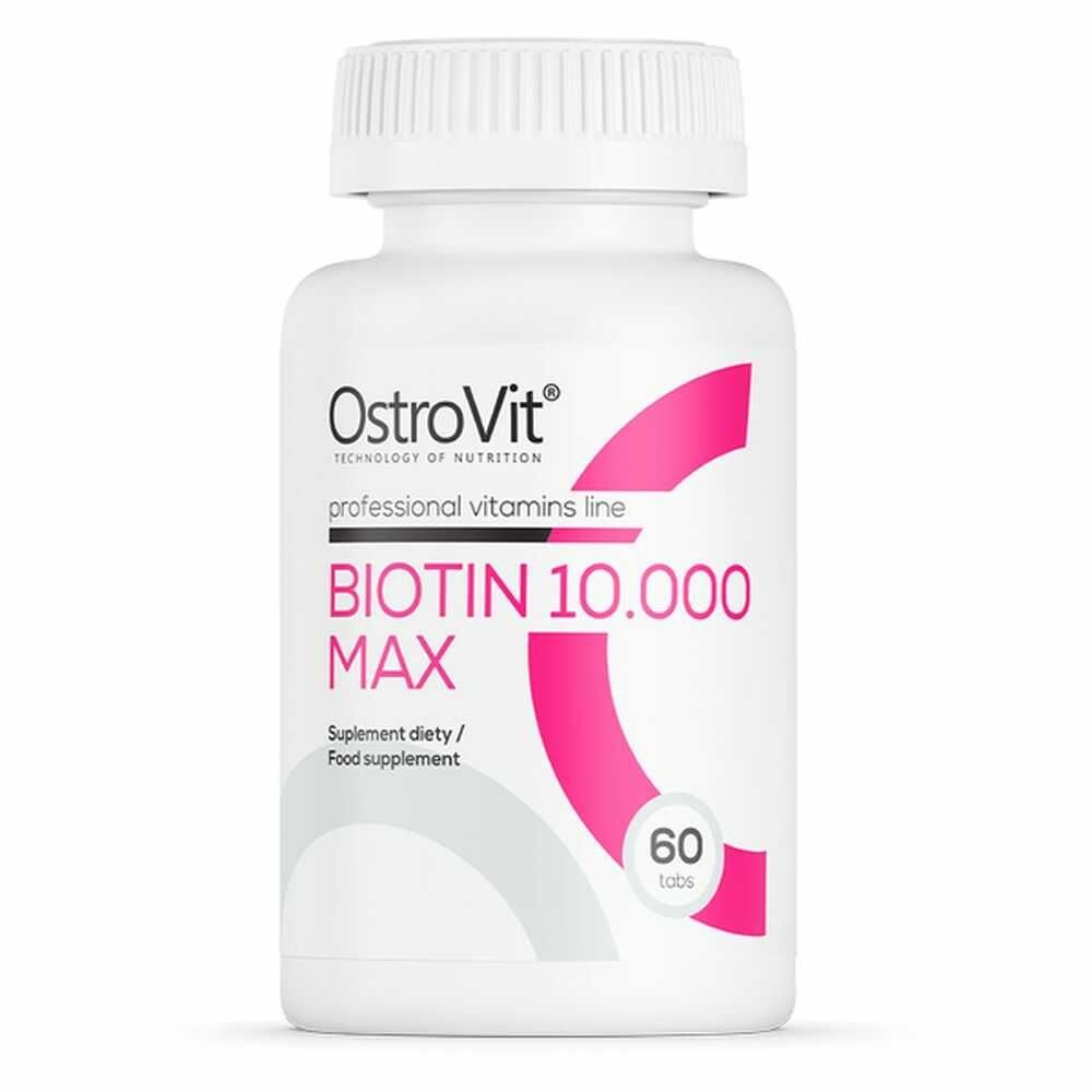 Фото - Вітаміни й мінерали OstroVit Biotyna - Biotin 10.000 MAX 60 Tabletek  