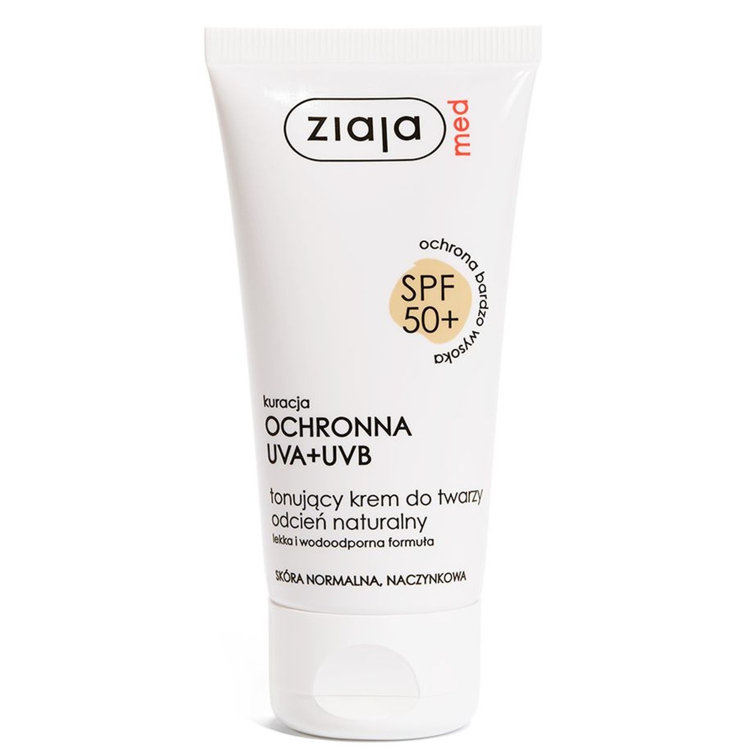 Tonujący Krem do Twarzy SPF50+ Odcień Naturalny 50 ml - Ziaja Med
