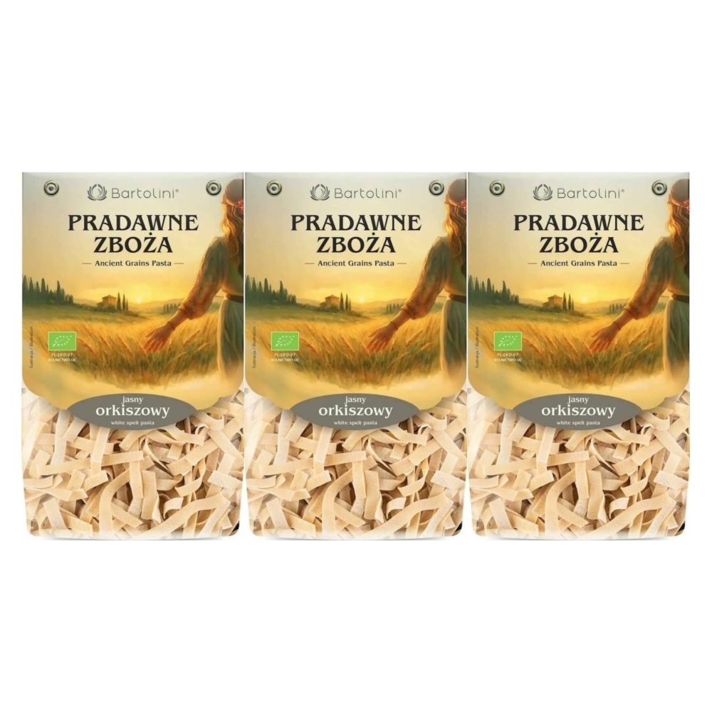 3 x Makaron Jasny Orkiszowy Tagliatelle Wstążka EKO 250 g - Bartolini Pradawne Zboża