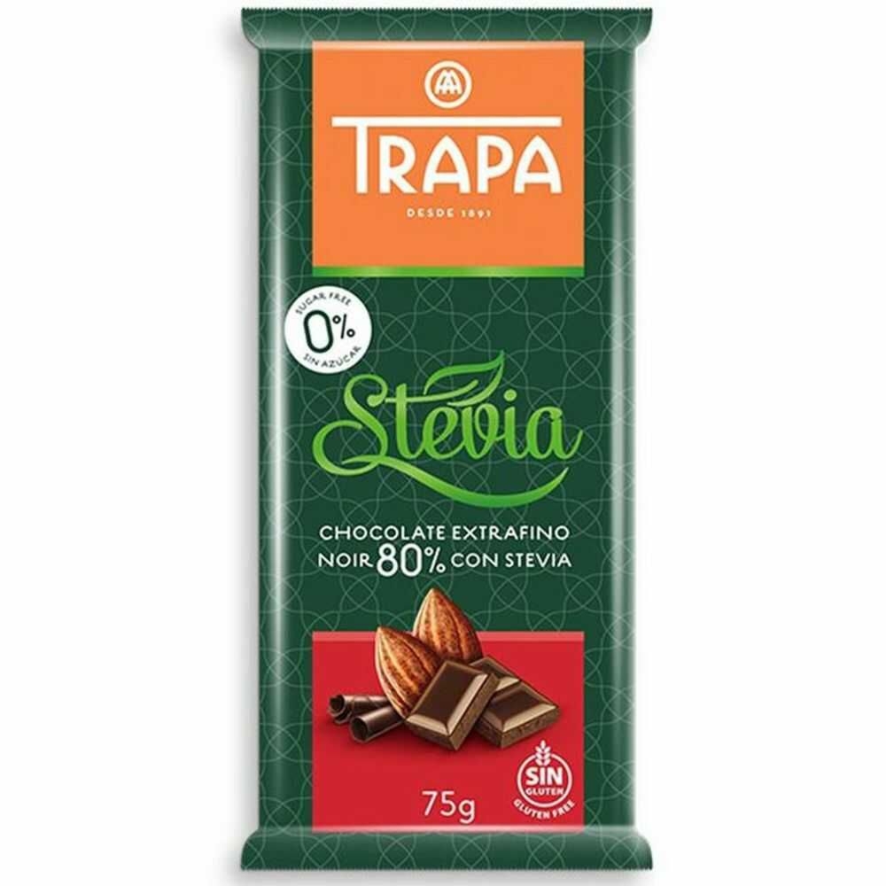 Czekolada Gorzka 80% ze Stewią Bez Dodatku Cukru 75 g - Trapa
