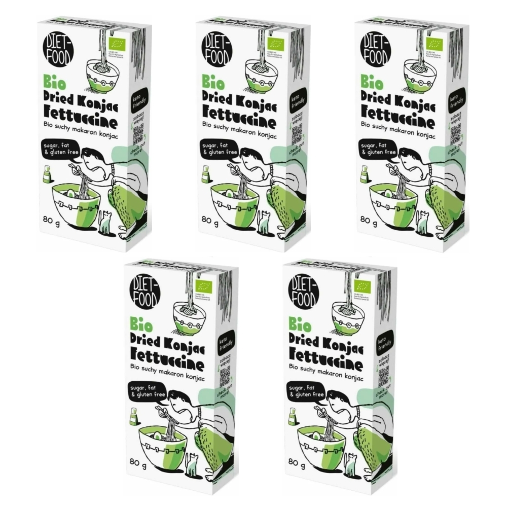 5 x Makaron Konjac Suchy Bio Fettuccine 80 g - Diet-Food
