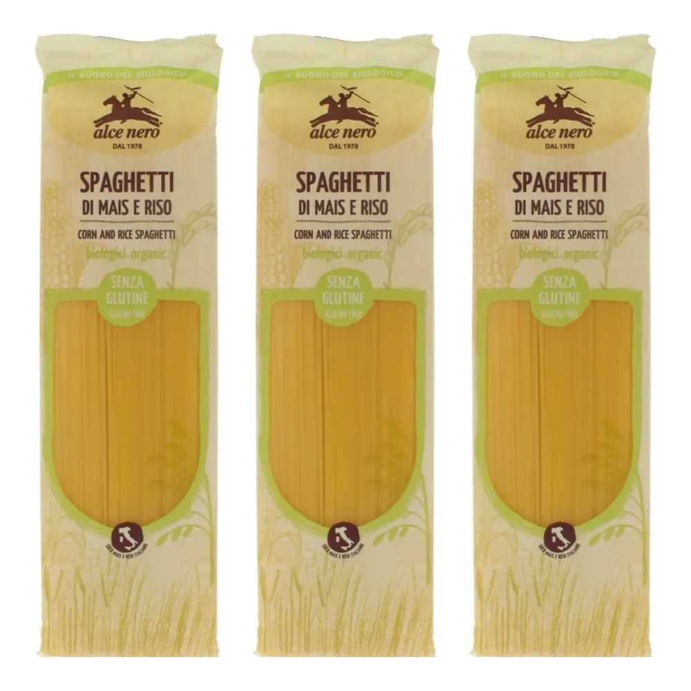 3 x Makaron Kukurydziano - Ryżowy Spaghetti Bezglutenowy Bio 250 g - Alce Nero