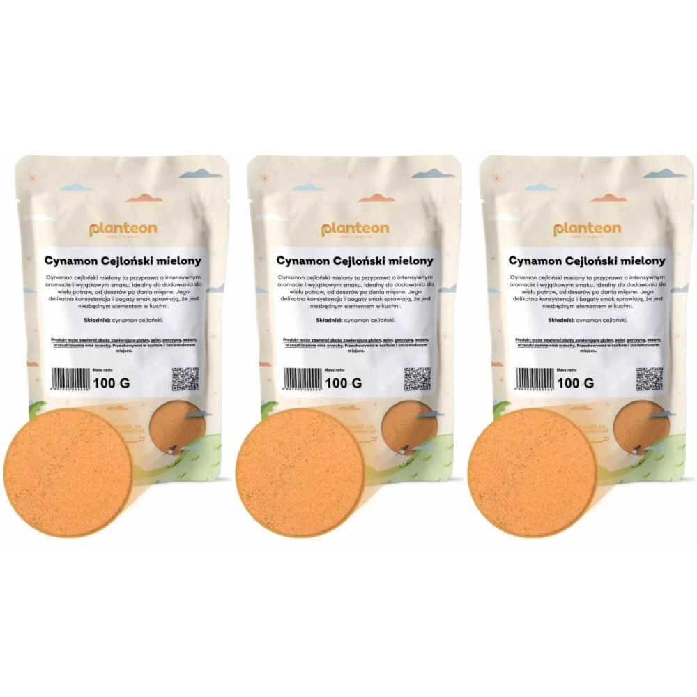 3 x Cynamon Cejloński Mielony 100 g - Planteon