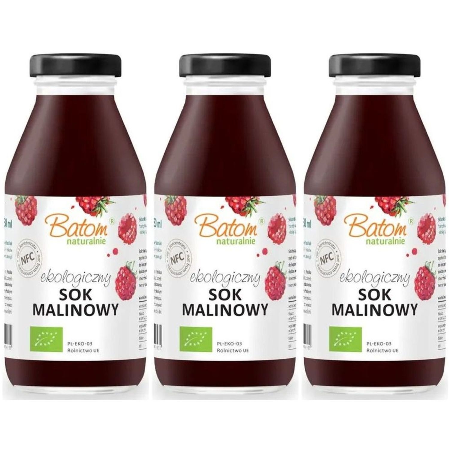 3 x Sok Malinowy Tłoczony Bio 330 ml - Batom