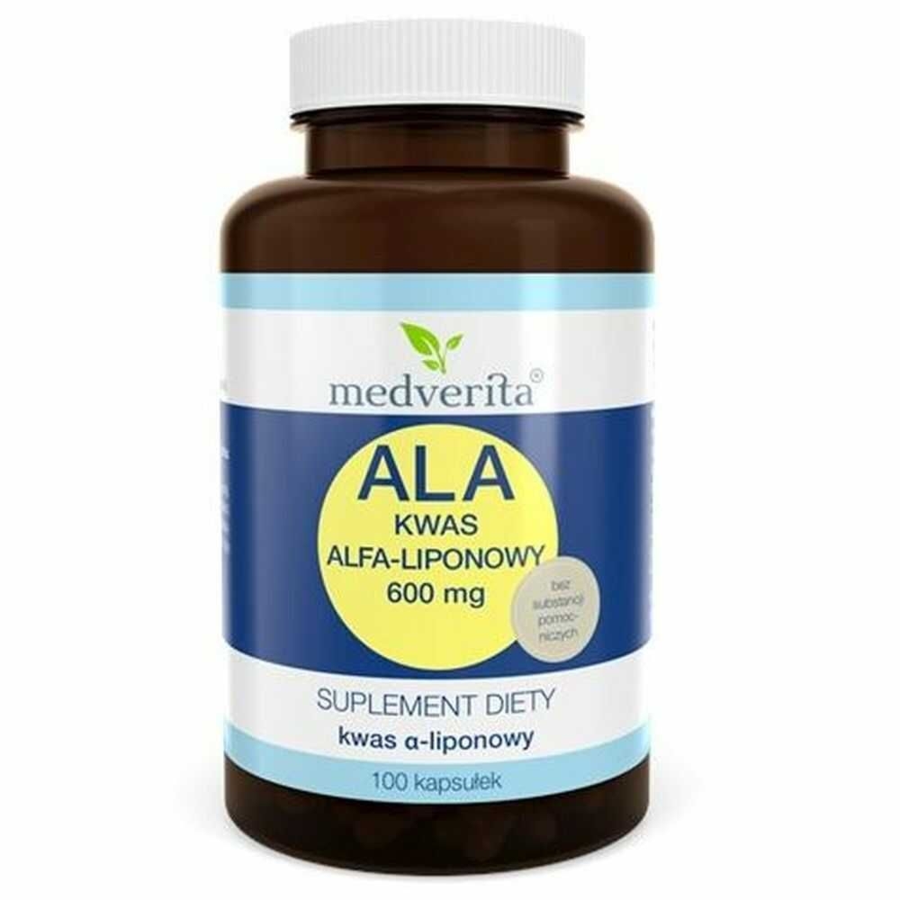 ALA Kwas Alfa - Liponowy 600 mg 100 Kapsułek - Medverita