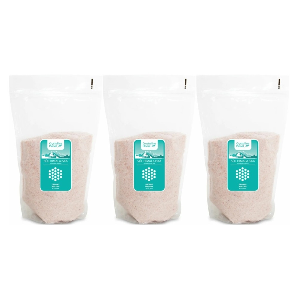 3 x Sól Himalajska Różowa Drobno Mielona 1kg -  Crystalline Planet