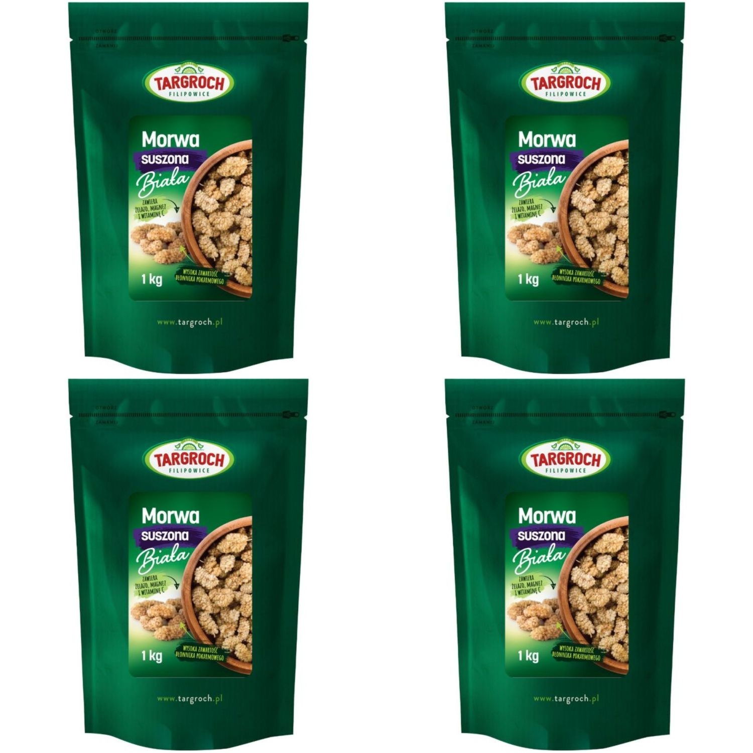 4 x Morwa Biała Suszona Owoc 1 kg - Targroch