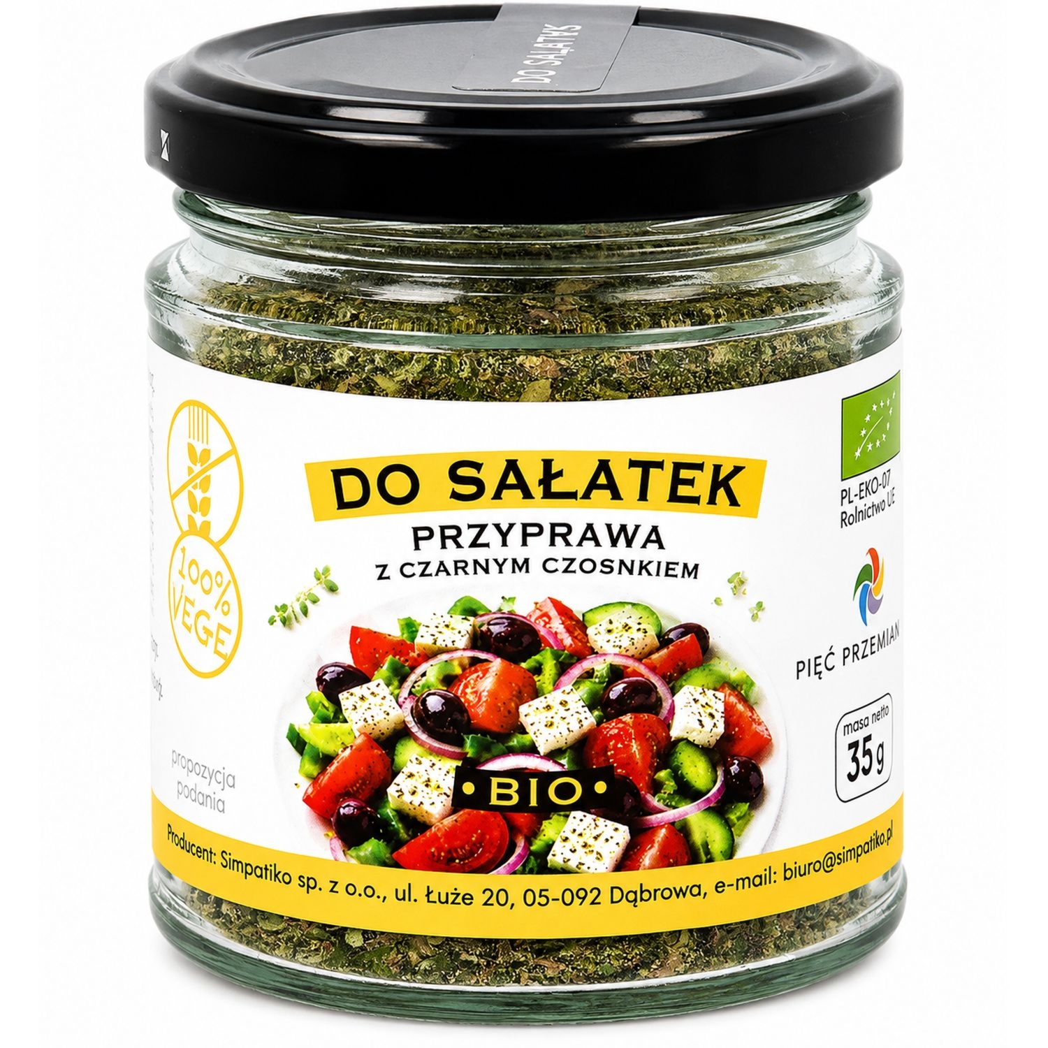 Przyprawa do Sałatek z Czarnym Czosnkiem BIO 35 g - Pięć Przemian
