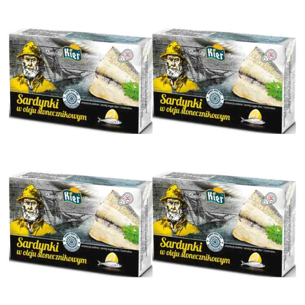 4 x Sardynki w Oleju Słonecznikowym 125 g (90 g) - Kier
