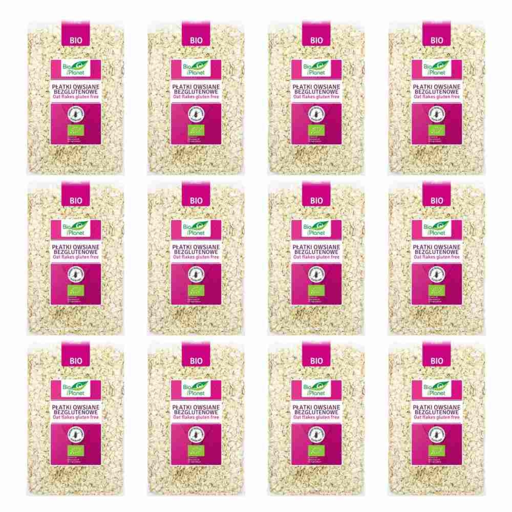 Zestaw 12 x Płatki Owsiane Bezglutenowe Bio 1 kg Bio Planet