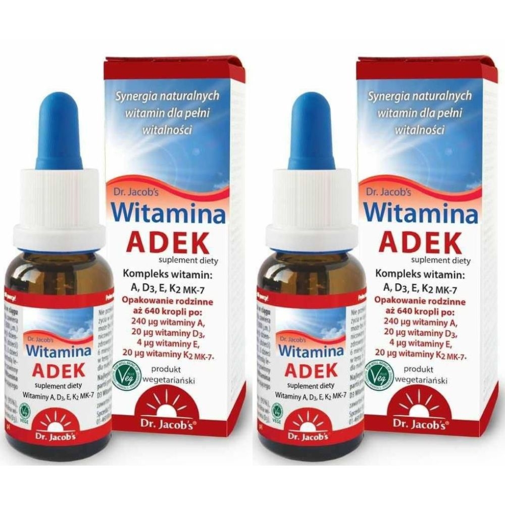 2 x Witamina ADEK Kompleks Witamin A+D3+E+K2-MK7 20 ml - Dr. Jacobs