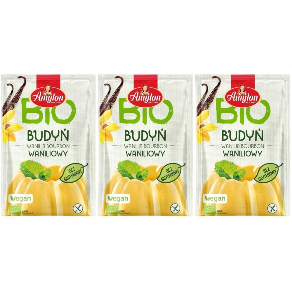 Zestaw 3 x Budyń Waniliowy Bezglutenowy Bio 40 g - Amylon